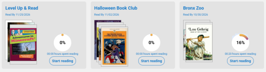 My clubs page with list of book clubs and their reading progress.