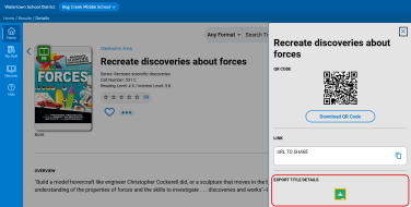 Share page with Export Title Details highlighted.