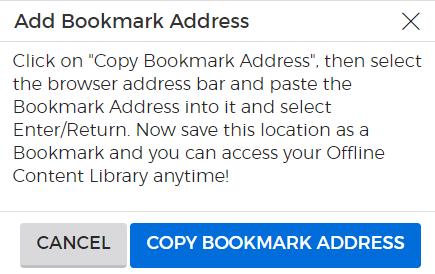 Add Bookmark Address pop-up.