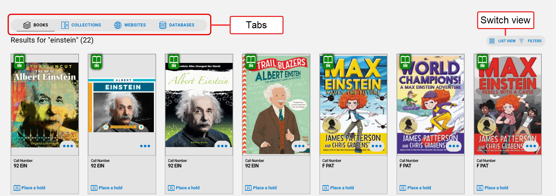 Search results in card view.