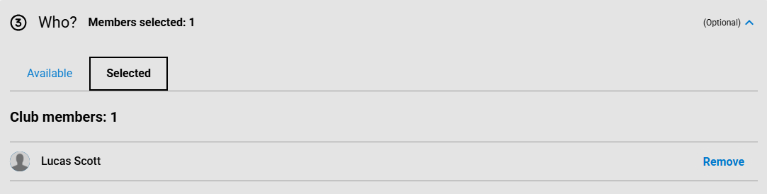 Create Book Club Selected tab.