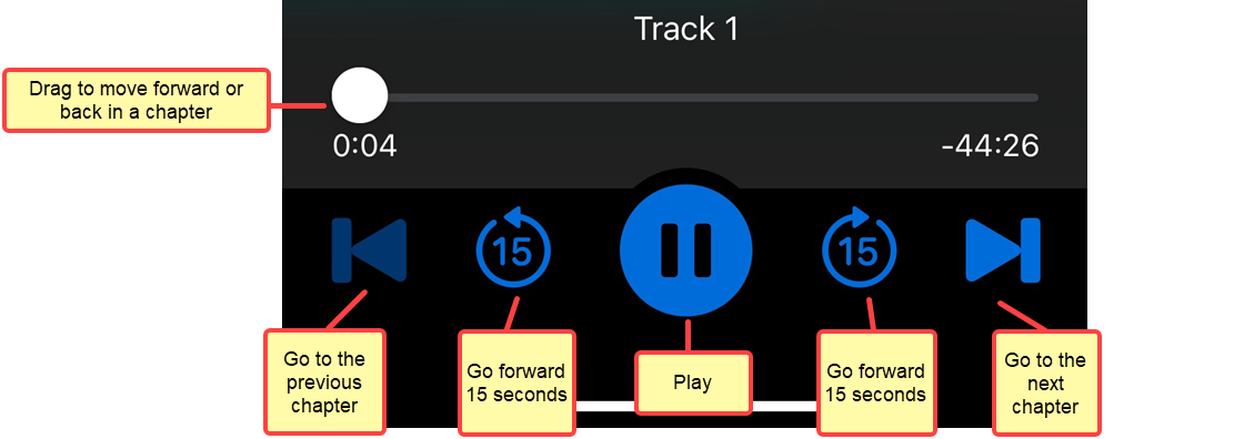 Audiobook controls.