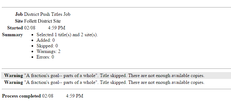 District Push Titles Job Summary.