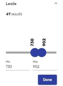 Lexile slider filter.